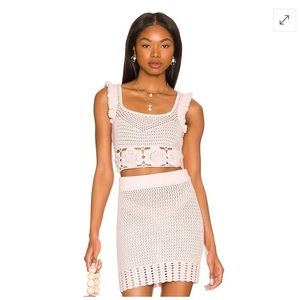 NWT - MAJORELLE Everly Top - Crochet Flowers in Light Baby Pink - SZ Lar…